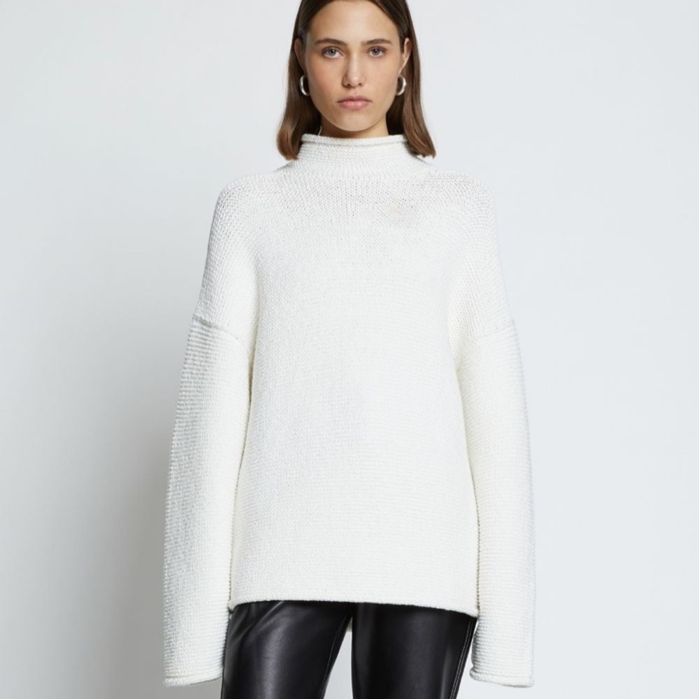 Proenza Schouler white Cotton Mock neck Sweater sz Small